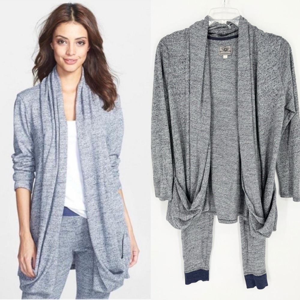 UGG Australia Cozy Slub Knit Cardigan Jogger Set Navy Blue Size L Comfy Lounge